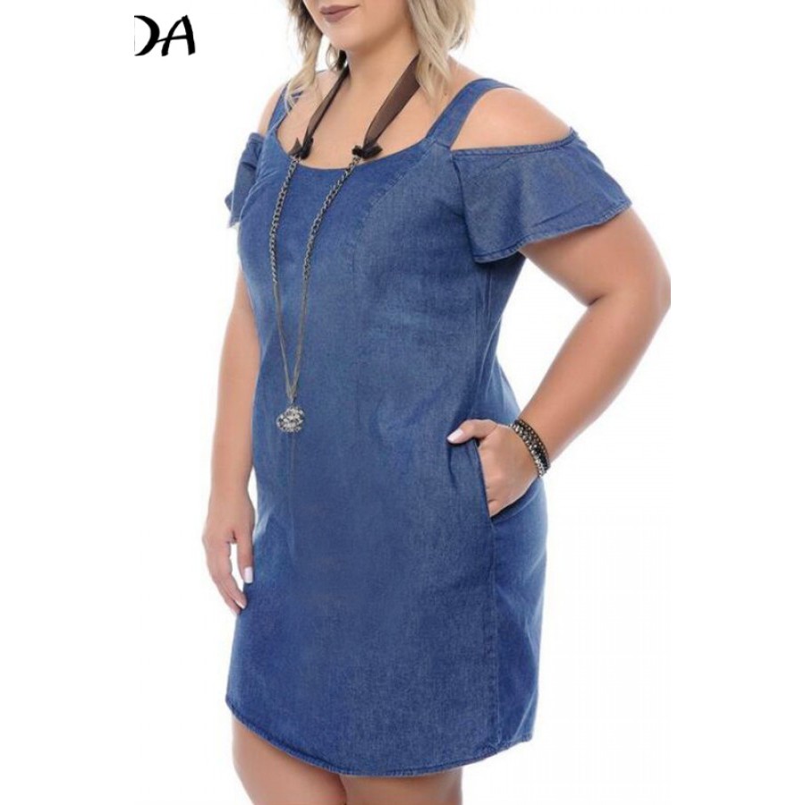 off the shoulder jean dress plus size