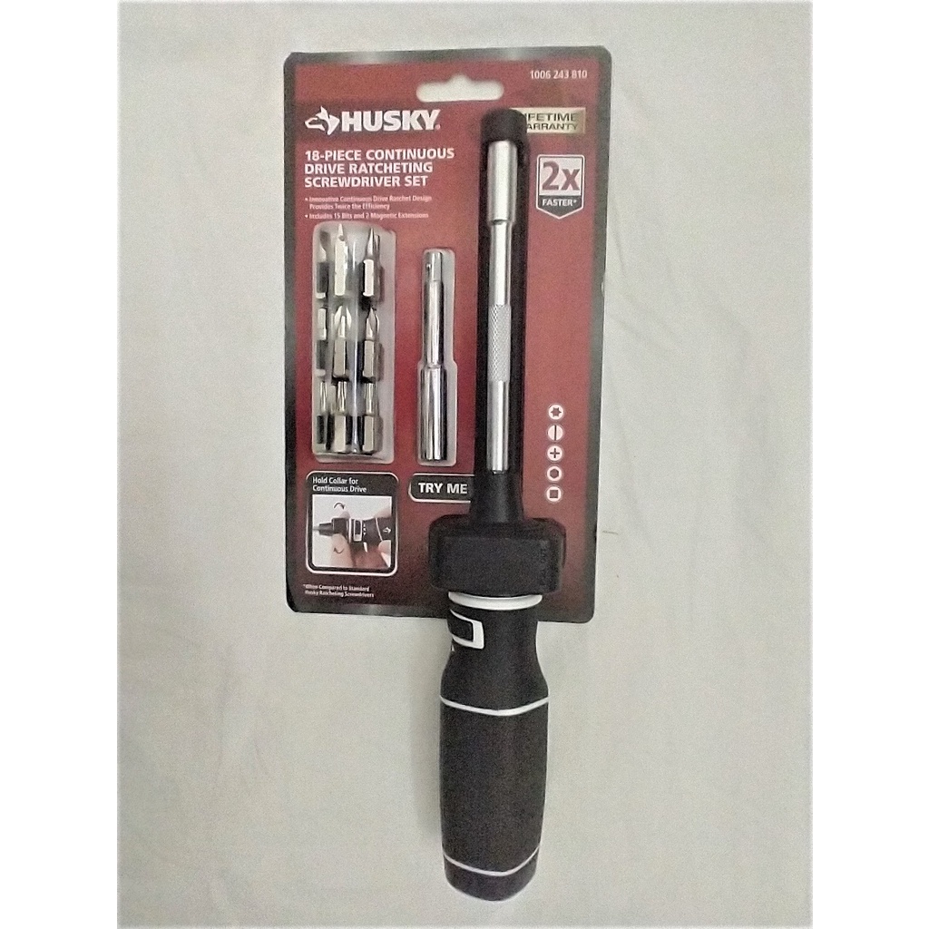 Husky Racheting Screwdriver Set 18Piece Continous Drive NewUSA