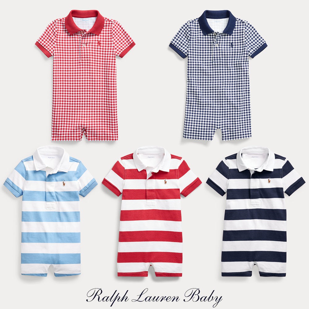 Authentic RALPH LAUREN RL Baby Boy Gingham Striped Cotton Shortall Shortall  Romper 9M 12M 18M | Shopee Philippines