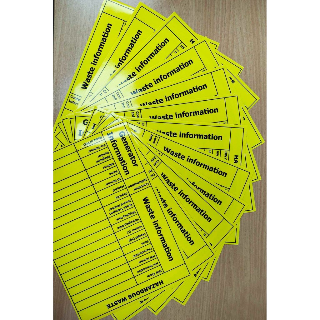 10 20 Pcs Yellow Water Proof Vinyl Sticker Label For Hazardous Wastes 