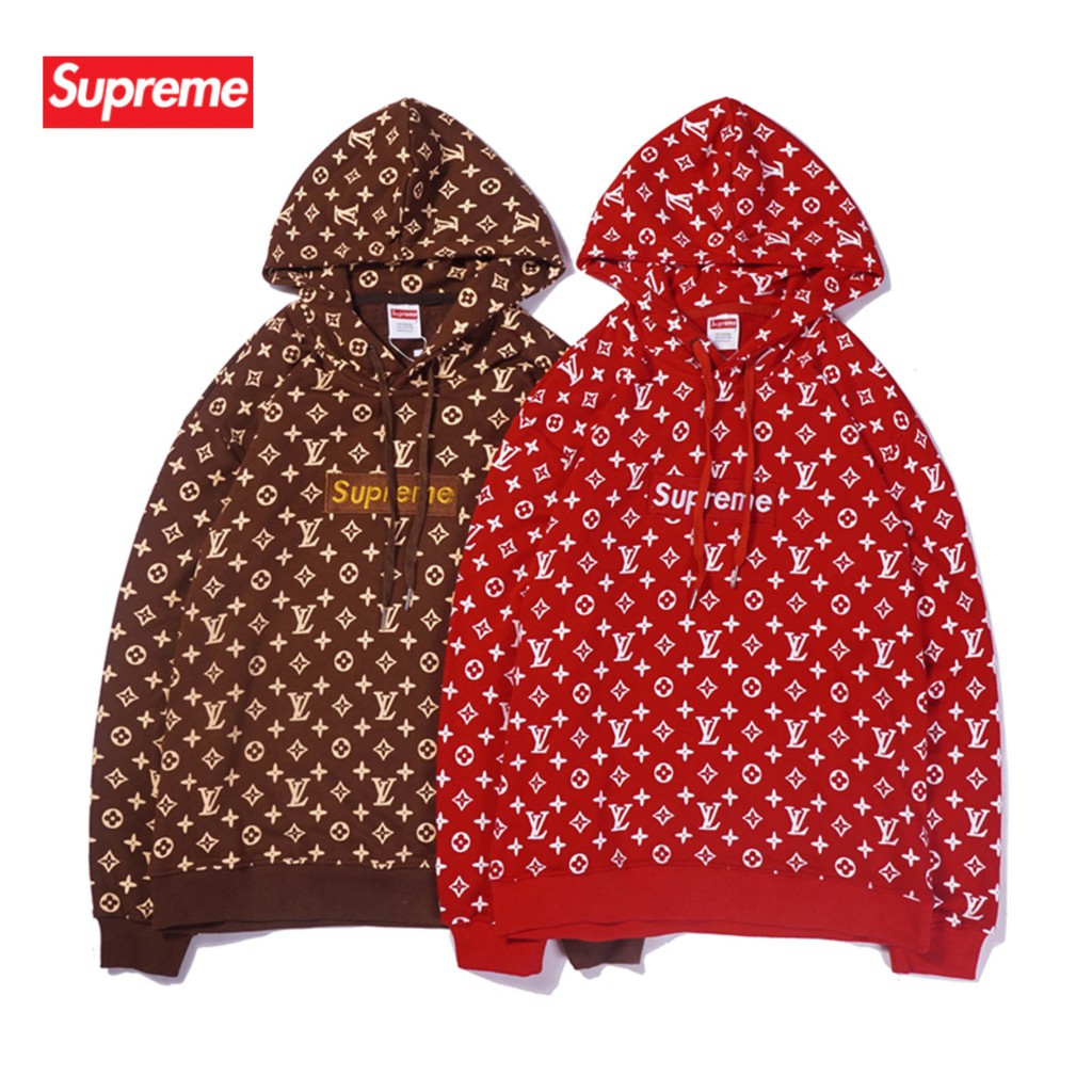 supreme louis vuitton hoodie brown
