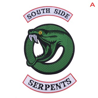 [Ready stock] Vivid Snake Southside Serpents Patches Iron on Shirt Bag Jacket Embroided Badge #1