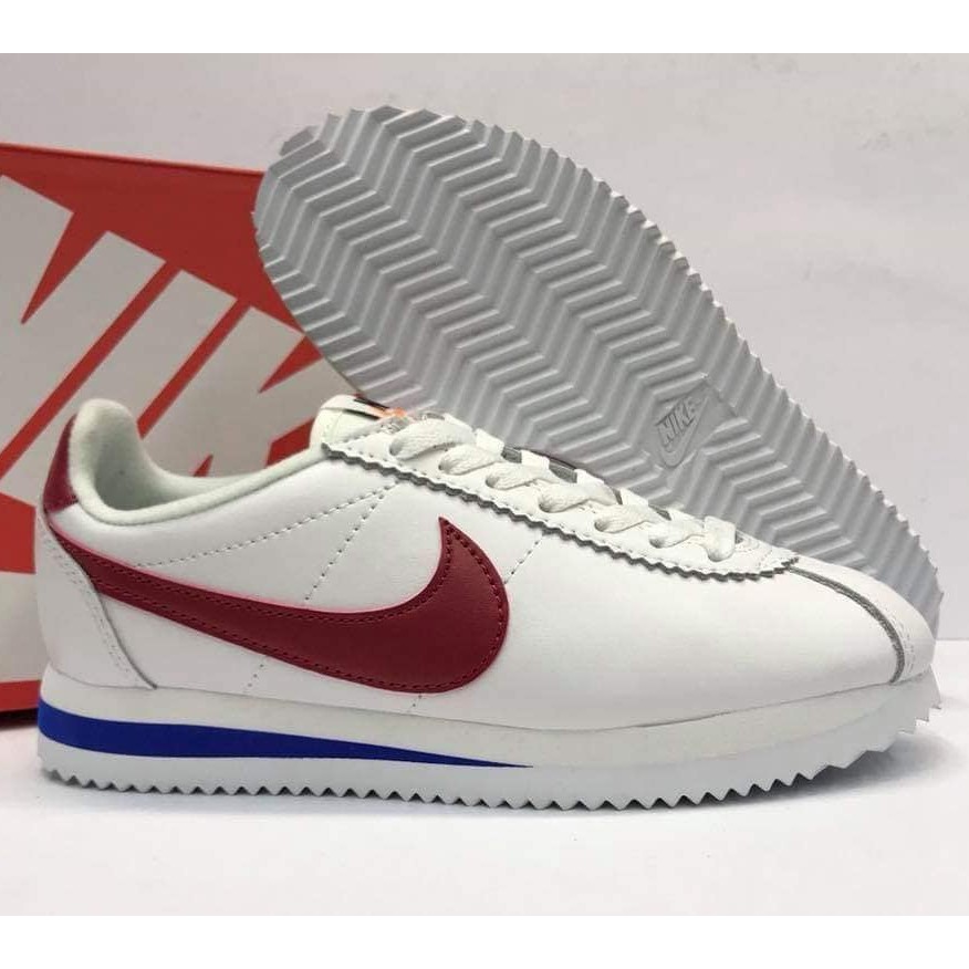 nike cortez white blue red