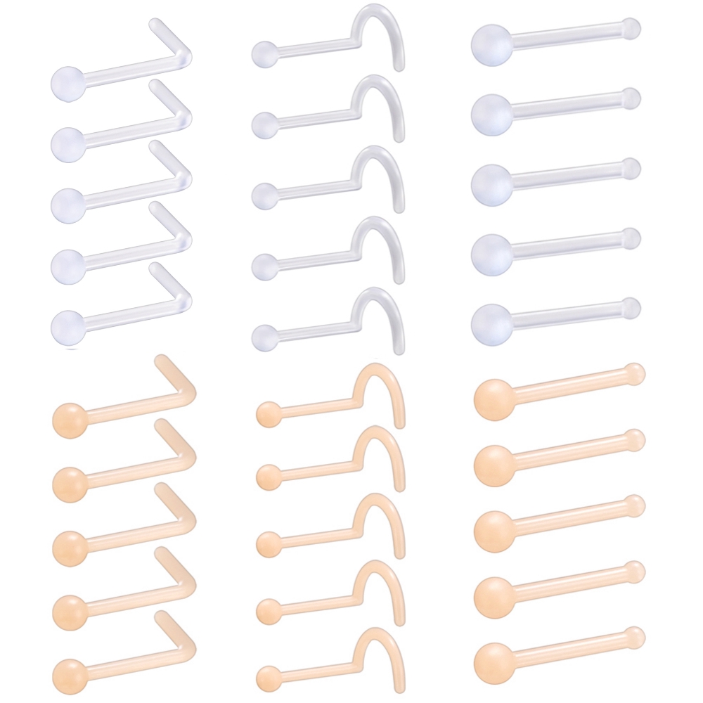 10 Pcs/lot Bioflex Nose Studs 2MM Clear Skin Color Nose Retainer Khaki