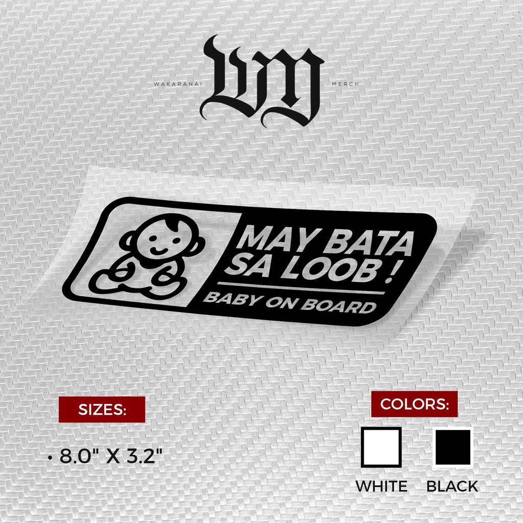 Baby on Board Tagalog Cutting Vinyl Sticker Car and Motorcycle Stickers