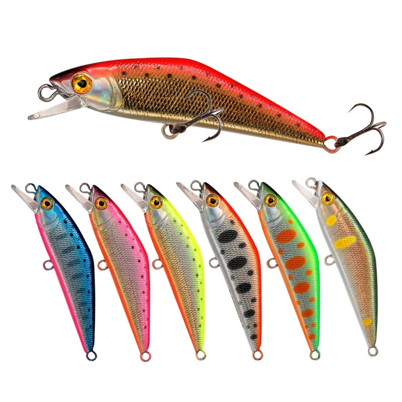 1 Pcs Eye Minnow Fishing Bait 3D Eyes With 2 Treble Hooks Lure Tackle Colorful