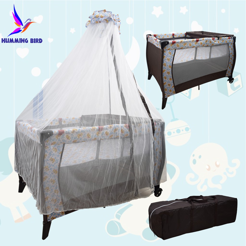 Hummingbird H16 Baby Infant Crib Nursery Playpen With Hanging