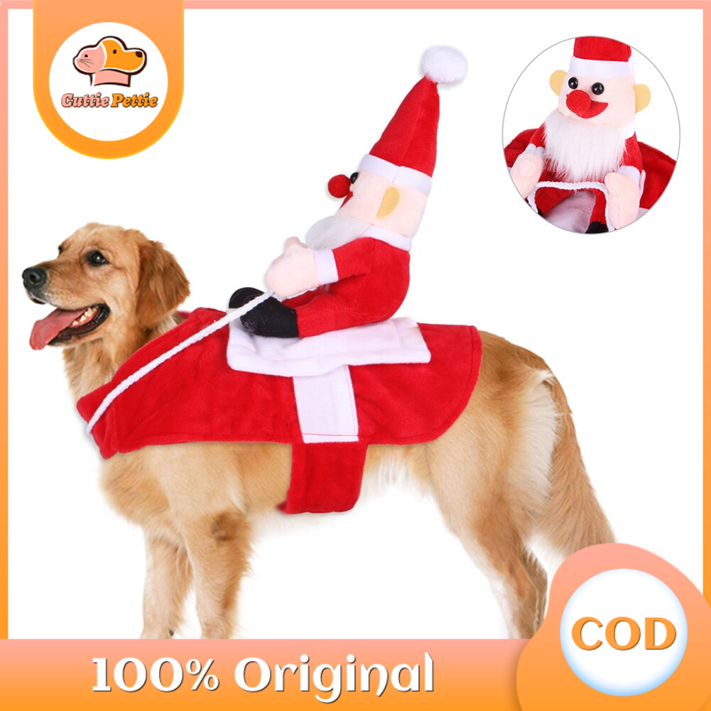 Cuttie Pettie Pet Clothes Santa Claus Riding Dog Christmas Costume