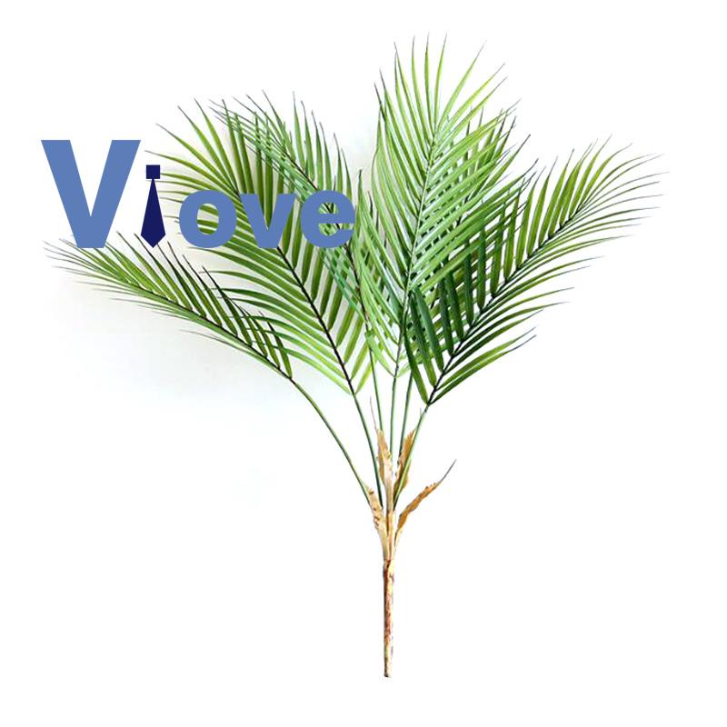 Green Artificial Palm Leaf Plastic Plants Tropical Tree Branch Decor