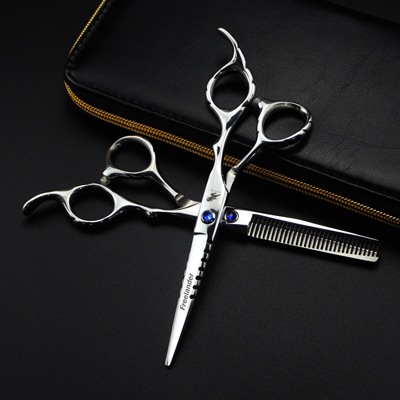 Spot 6 inch Freelander hairdressing scissors silver tooth sapphire