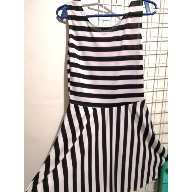 black and white skater dress