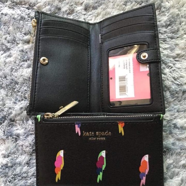 Kate Spade Sylvia Flock Party Small Slim Bifold Wallet | Shopee Philippines