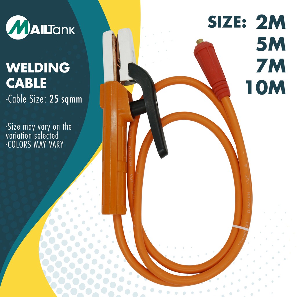 MAILTANK Welding Cable 25sqmm 500A with Electrode Holder and Connector