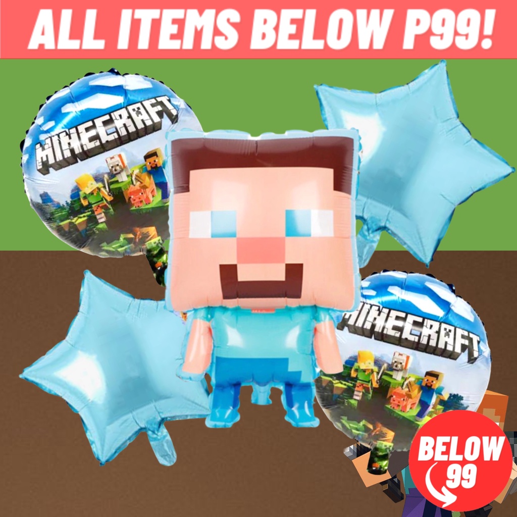 Minecraft Balloon Set 5 in 1 Minecraft Party Needs Minecraft Theme