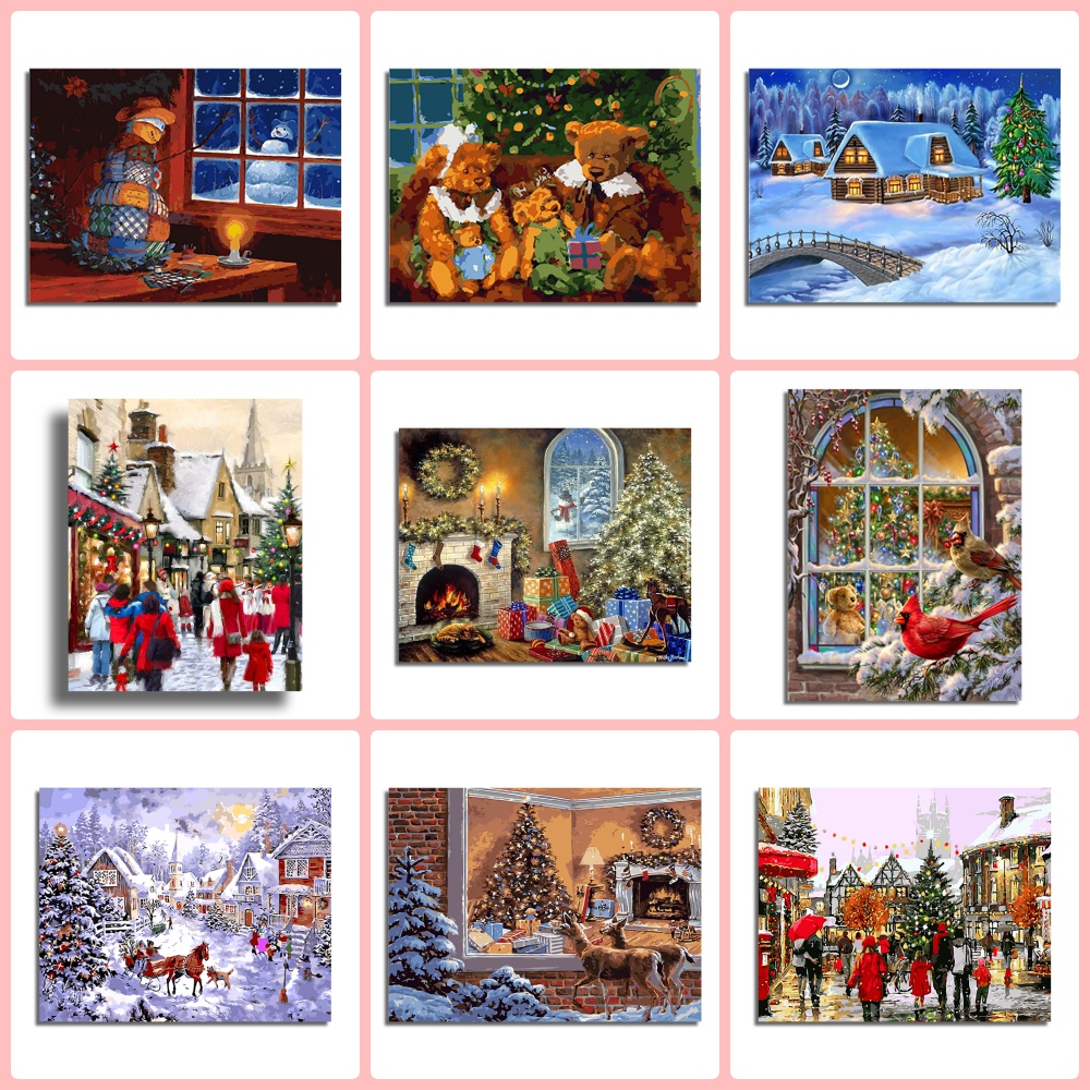 XZ No Frame 16*20 Inch Diy Paint By Numbers Christmas Decoration