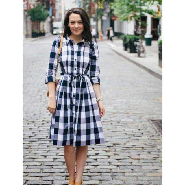Casual Checkered Polo Dress | Shopee 