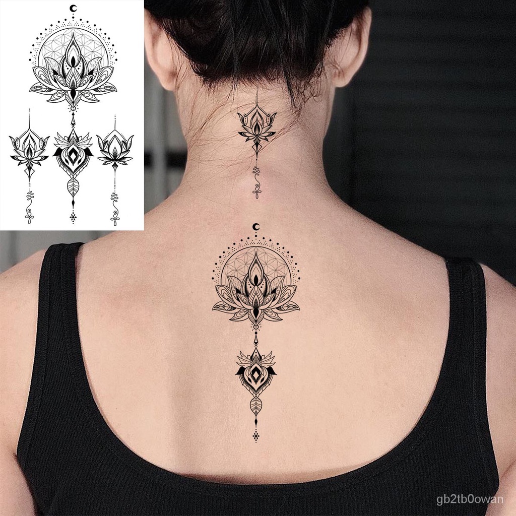 Lotus Mandala Flower Deer Sexy Temporary Tattoos For Women Neck Back Adult  Geometric Tribe Fake Tatt | Shopee Philippines