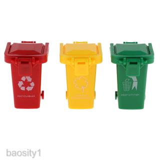 Set of 3 Mini Curbside Trash and Recycle Can Set Pencil Cup Holder (Green,Yellow,Red),  Fun Playing, #7