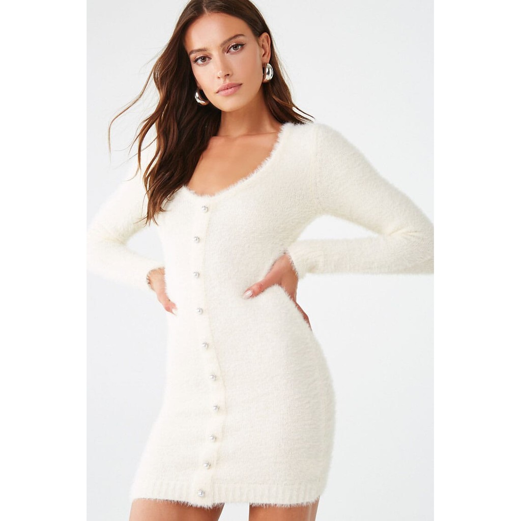 sweater dress with buttons down the front