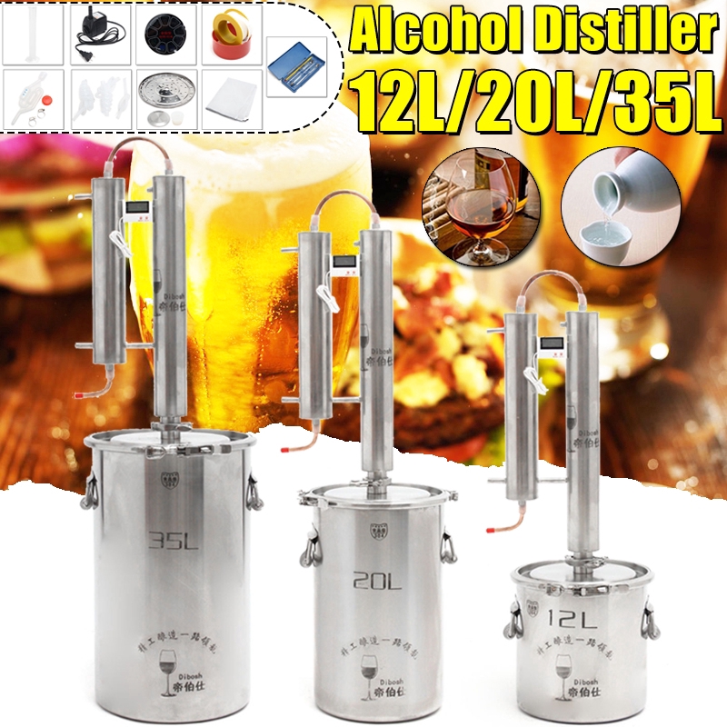 Efficient 12/20/35L DIY Alcohol Ethanol Distiller Home Brew Still