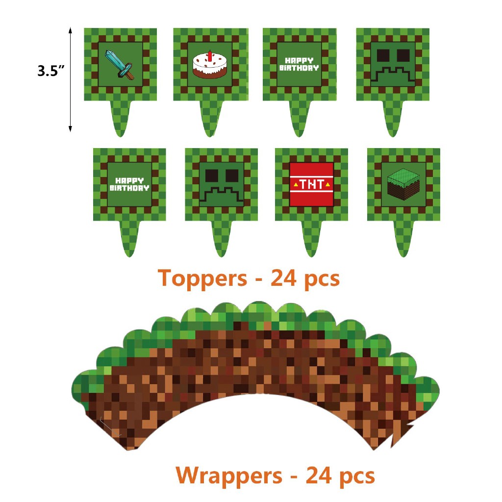 Available】Minecraft Theme Birthday Party Decoration Set for Kids Happy  Birthday Banner Balloons Cak | Shopee Philippines