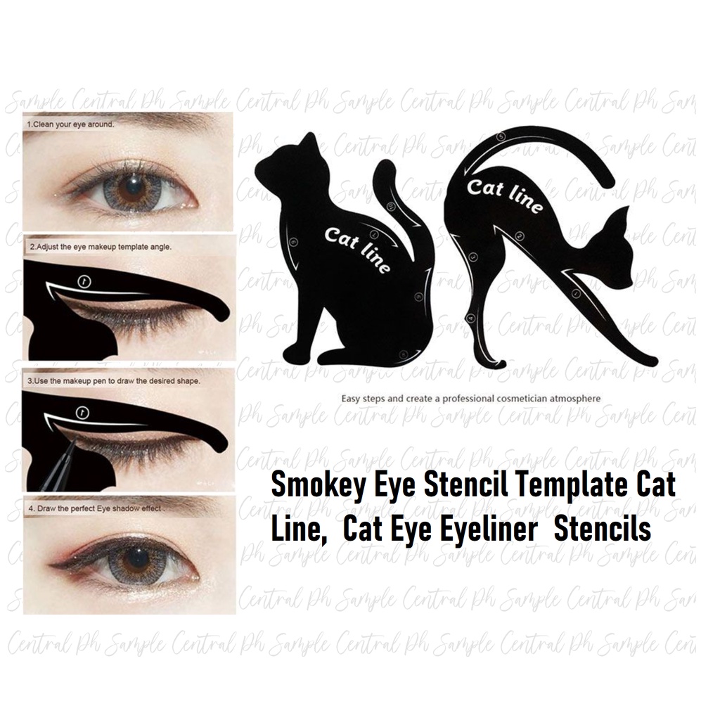Smokey Cat Eye Stencil Template Makeup Eyeliner Cat Line Stencils Cat ...
