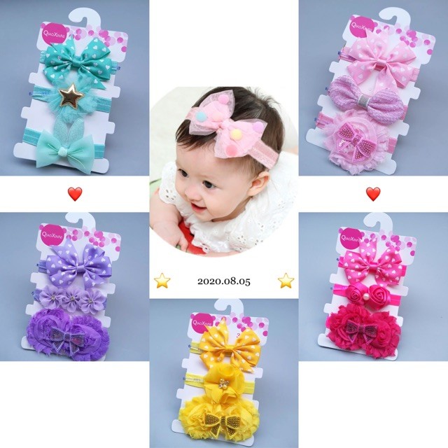3Pcs/Set Flower Sweet Style Baby Headband Princess Baby girl hair ribbon  lovely bow hair ribbon | Shopee Philippines