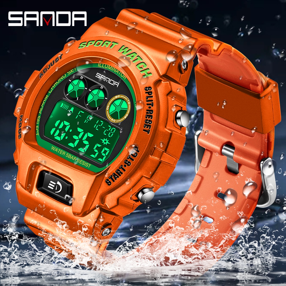 Sanda Men Fashion Digital Sports Watch Waterproof LED Chrono Alarm Clock