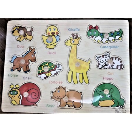 Big Wooden Puzzle Board Animals Toys For Kids Shopee Philippines