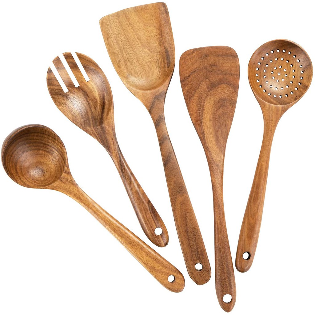 Bamboo Wood Kitchen Tools Spoons Spatula Wooden Cooking Mixing Utensils