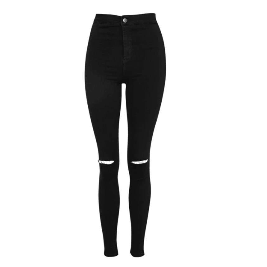 women's black jeans ripped knee