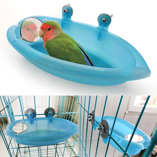 1pcs bird parrot shower bath supplies parrot with mirror oval bird tank pet cage accessories standing box bird cage toy