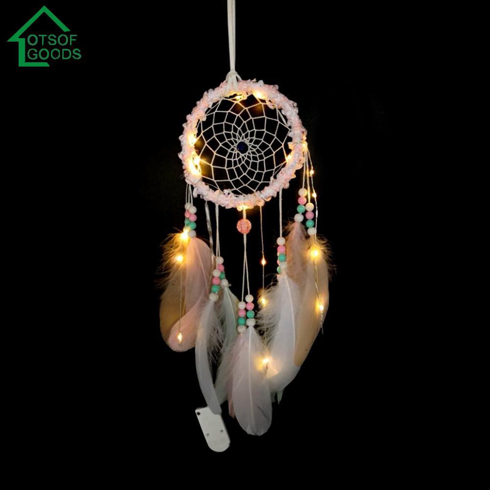 Romantic Feathers Dream Catcher with LED Light Hanging Dreamcatcher ...