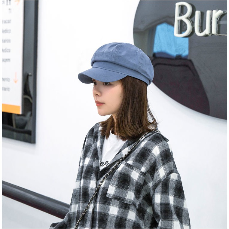 ஐ Foux Octagonal Hat Women Summer Newsboy Cap Navy Blue Adjustable Street Korean Style Gorras Mujer Shopee Philippines