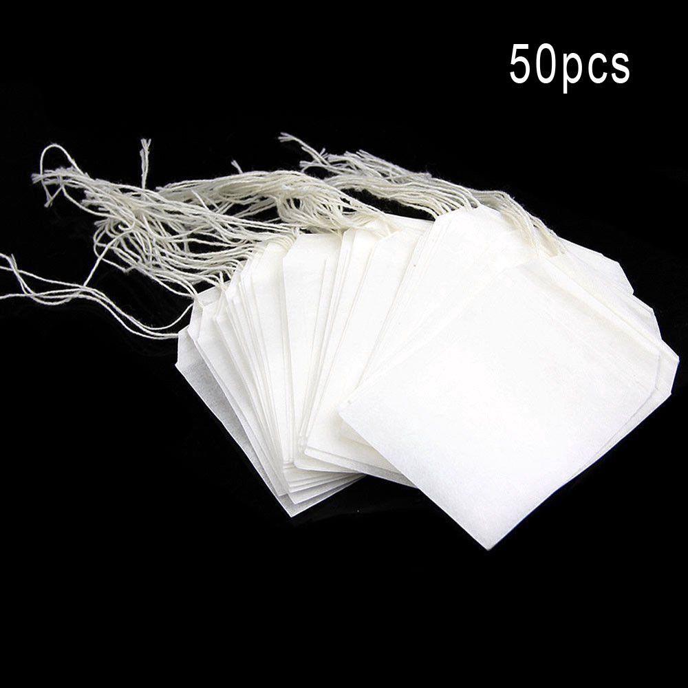 50pcs Non-Woven Empty Teabags String Heat Seal Filter Paper #6