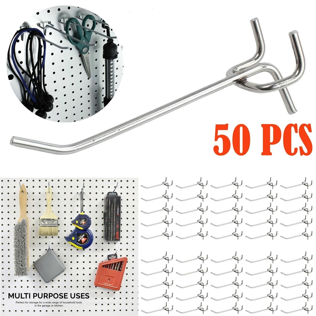 10/25/50Pcs Single Pegboard Peg Board Hooks Slat Wall Retail Display ...