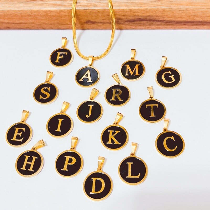 A&J Imitation Shell Alphabet 18k Gold Plated Stainless Steel lnitial