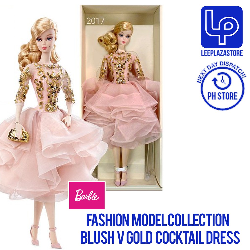 blush and gold cocktail dress barbie
