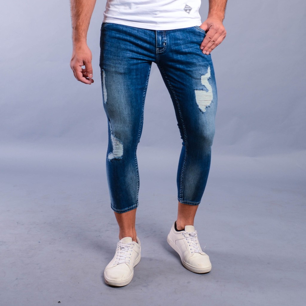 slim tapered ripped jeans