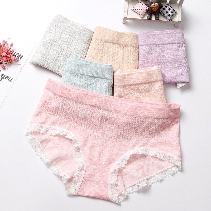 PinSan Women Solid Panties Lady Cotton Breathable Underwear Panty ...