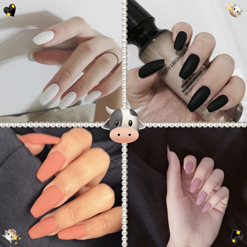 With Glue】24/Pcs DIY Fake Nails French Finger Nail Art False Nail COD |  Shopee Philippines