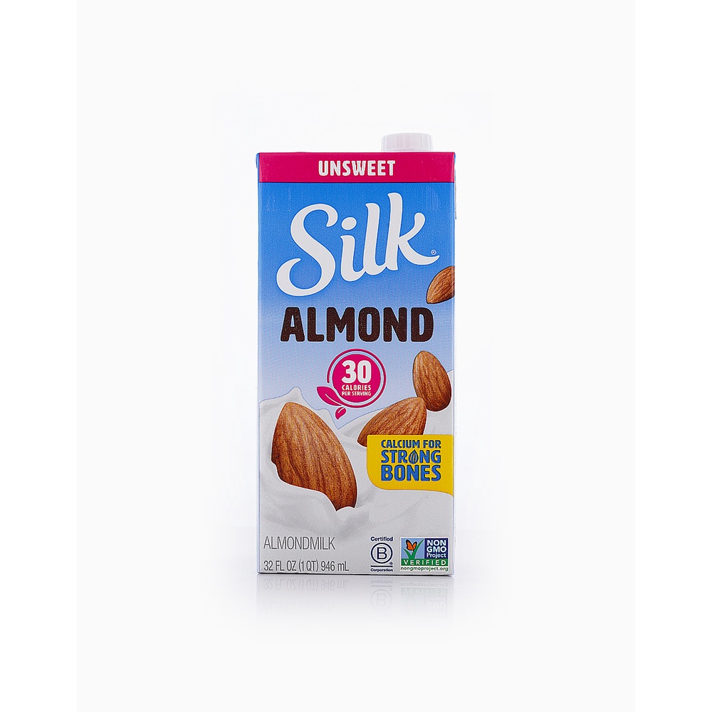 Silk Almond Unsweetend Milk 30 Calories Per Serving Calcium for Strong ...