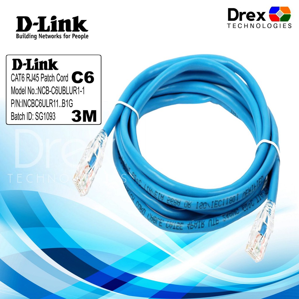 3M DLink Cat6 Patch Cord 3M, Blue NCBC6UBLUR1 3 Shopee Philippines