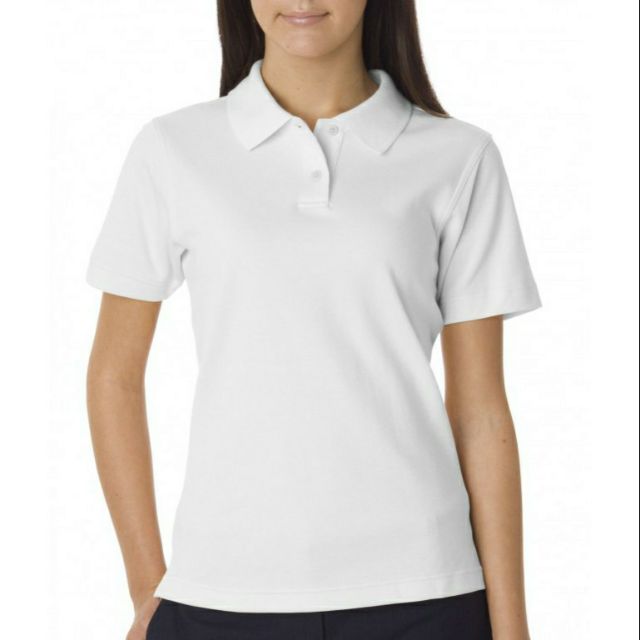 womens white collared polo shirt