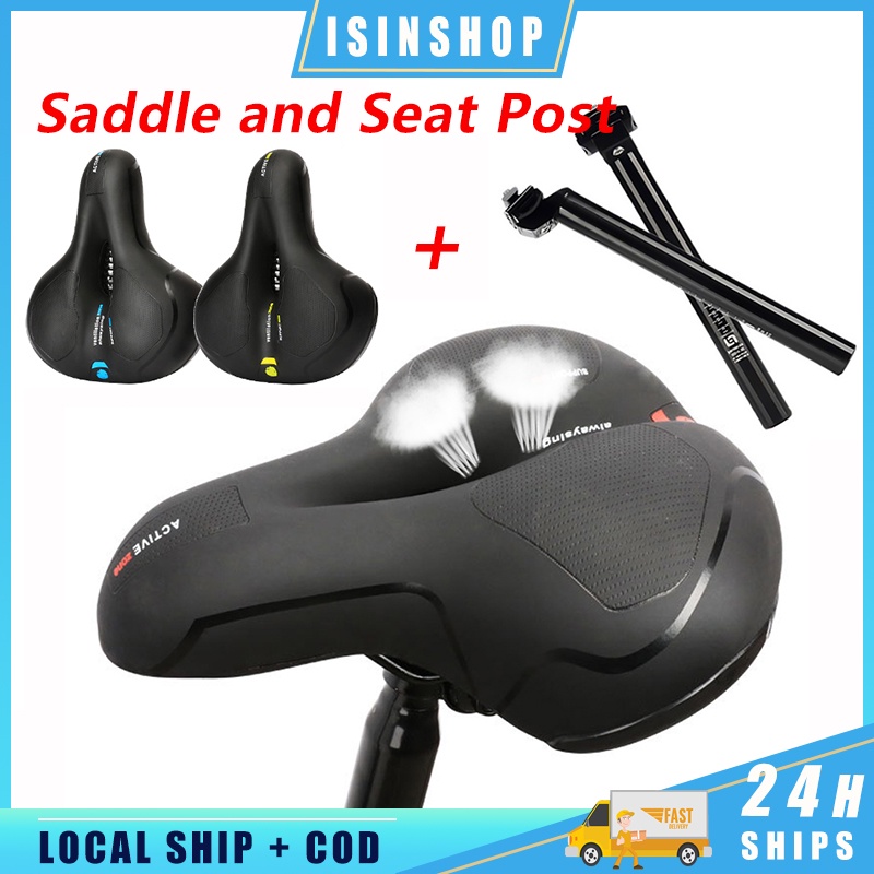 Bicycle Saddle and SeatPost Set Breathable Bike Saddle 300mm Bike