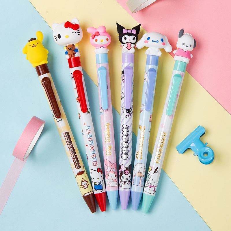 6pcs/set Kuromi My Melody Cinnamoroll 0.5mm Gel Pen Cute 3D Doll Shaped ...