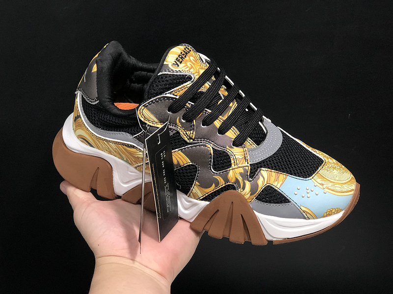versace sneakers black and gold