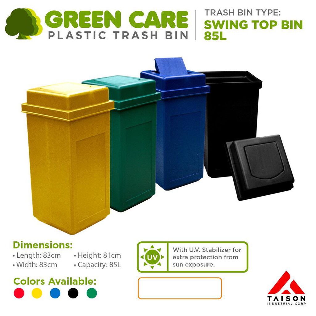 GREEN CARE Plastic Trash Bin Swing Top Bin 85L | Shopee Philippines