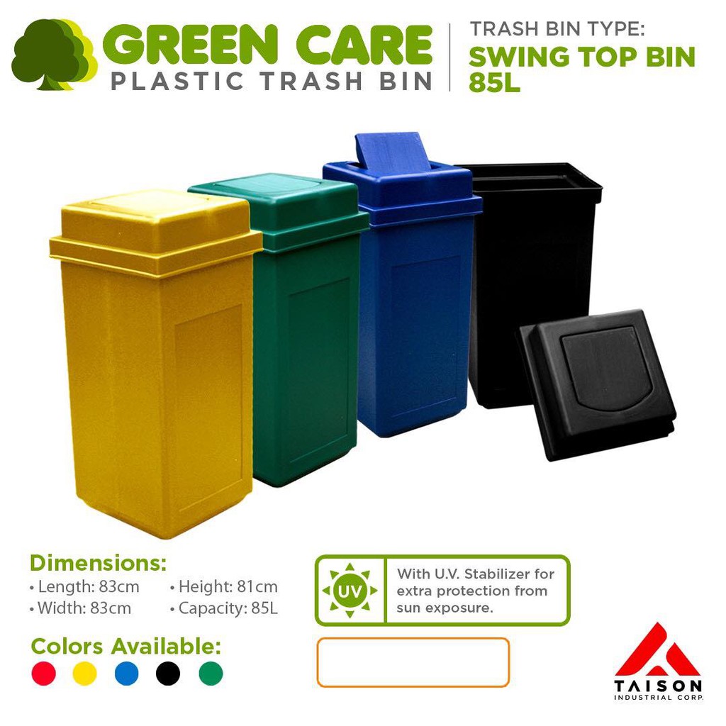 GREEN CARE Plastic Trash Bin Swing Top Bin 85L Shopee Philippines