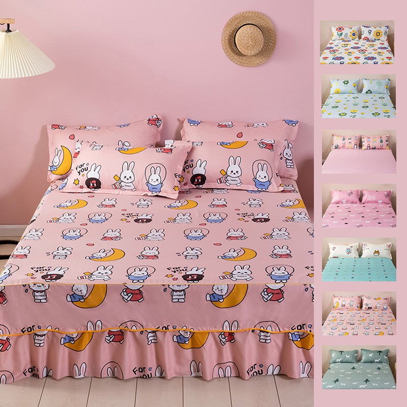 Bed Sheet Twin Queen King Size, Pink Twin Size Bed Skirt